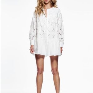 New Zara Short Dress with Openwork Embroidery